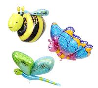 Globos de mariposa de 3 piezas, globos de aluminio con forma de animal, decoraciones de cumpleaños para niñas, globos de cumpleaños, fiesta hawaiana, globos