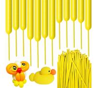 Globos de modelado, 100 unidades, color amarillo, largos, de látex, con animales, globos largos de látex 260Q, para cumpleaños, Navidad, bodas, fiestas, decoración (amarillo)