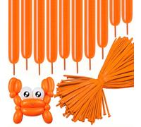 Globos de modelado, 100 unidades, color naranja, globos largos de látex, con animales, globos largos de látex 260Q, para cumpleaños, Navidad, bodas, fiestas, decoración (naranja)