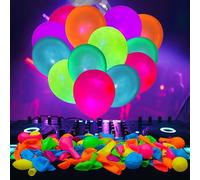 Globos de Neón Fluorescentes Luminoso BAJO LUZ ULTRAVIOLETA Fiesta 5 Colores Cumpleaños Globos de Látex para Decoración Fiesta Cumpleaños [50 unidades]