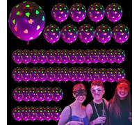 Globos de neón UV transparentes de 12 pulgadas con corazones, puntos y estrellas