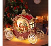 Globos de Nieve de Navidad, Globo de Nieve de carruaje de Navidad con 8 música y Temporizador, Funciona con batería o Cable USB, Brillante para decoración de Centro de Mesa de Navidad, Papá Noel,