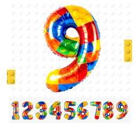 Globos de Números de Bloque de Construcción 9,101 CM Globo Numeros Gigantes Grandes Decoracion,Globo Numero 9,Globos Niño Niña Adultos,Vuelan con Helio