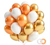 Globos de oro naranja y blanco, 30 unidades, decoraciones de cumpleaños | Kit de globos para cumpleaños, baby shower, aniversario, graduación, celebración, decoración de fiesta temática
