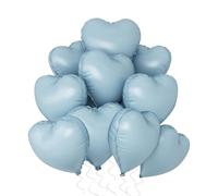 Globos de papel de aluminio con forma de corazón azul, 10 unidades de 45 cm, globos de helio, globos en forma de corazón, para cumpleaños, baby shower, boda, compromiso, San Valentín, decoraciones