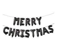 Globos de papel de aluminio de 40,6 cm con texto en inglés "Merry Christmas", alfabeto de aire, decoración de Navidad, decoración de Navidad, suministros para fiestas, color negro