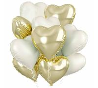 Globos de papel de aluminio en forma de corazón, 20 unidades, color blanco y crema, con forma de corazón, globos para cumpleaños, baby shower, boda, compromiso, San Valentín, decoraciones (crema