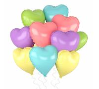 Globos de papel de aluminio en forma de corazón multicolor, 10 unidades de 18 pulgadas, globos de helio, globos en forma de corazón para cumpleaños, baby shower, boda, compromiso, San Valentín