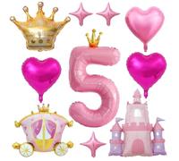Globos de princesa para decoración de fiesta de cumpleaños de niñas, globo de castillo de corona de oro rosa, globo de aluminio con estrella de corazón, globo de carruaje de 40 pulgadas, globo de