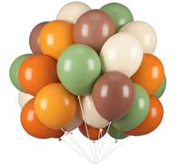 Globos de salvia, verde y naranja, 60 unidades de 30,5 cm, globos de látex verde oliva y naranja con color piel café verde marrón para safari en la selva, fiesta de jardín salvaje al aire libre, baby