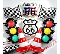 Globos de tráfico, globos de coches, relámpago, Mc*quue*n, decoraciones de cumpleaños de coches, decoraciones de cumpleaños, ruta 66, decoraciones de fiesta, carrera dos rápidos, dos curiosos