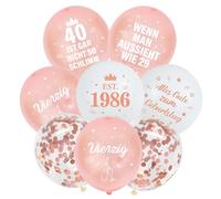 Globos decorativos para el 40 cumpleaños de mujer, 36 unidades, oro rosa Est Die 40 Ist Gar Nicht so Schlimm Luftballon 40 Alles Gute zum Geburtstag 40th Birthday Ballon für Sie Frauen Party