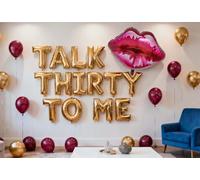 Globos decorativos para fiesta de cumpleaños número 30, con texto en inglés "Talk Thirty To Me", globos de aluminio con texto en inglés "Talk Thirty to Me", pancarta dorada, suministros de fiesta de
