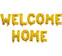 Globos dorados de aluminio con letras metálicas para decoración de fiesta de regreso a casa, celebración de nueva casa y decoración de bienvenida, 1 m (paquete de 2)