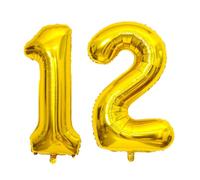 Globos dorados grandes del número 12, globo gigante del número 12 de 40 pulgadas, globos de Mylar de lámina dorada para niña, fiesta de cumpleaños 12/21, decoraciones de aniversario