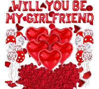 Globos en Forma de Corazón, Globos Amor Día San Valentín,Decoración Fiesta Día San Valentín,Will You Be My Girlfriend Decoraciones