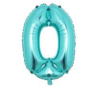 Globos gigantes de 32 pulgadas, color verde claro, azul azulado, número 0-9, para fiesta de cumpleaños, decoración de helio, números grandes, digital, 32 pulgadas, verde claro 0