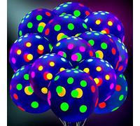 Globos Glow In The Dark - Globos de neón transparentes UV de 12 pulgadas con corazones, puntos y estrellas, suministros para de neón, paquete de 50 unidades | Para decoración de cumpleaños