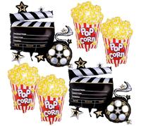 Globos grandes de palomitas de maíz, globos de papel de aluminio, globos de fiesta de cine para cumpleaños, baby shower, carnaval, noche de película, decoración de fiesta temática, 6 unidades