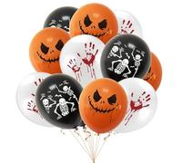Globos Halloween Globos negros, blancos y naranjas, 30 globos látex naranjas y negros, 12 pulgadas Globos confeti para cumpleaños, decoraciones para fiestas graduación
