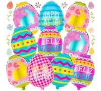 Globos Huevos de Pascua, Juego de 10 Piezas Balones Pascua, Lindo Huevos de Pascua Baloes, Interesante Globos de Aluminio para Fiesta de Pascua Accesorios de Decoración