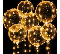 Globos Iluminados, 7 Paquetes 20 Pulgadas Globos Bobo de San Valentín con 10ft Luces de Cadena LED para Decoración Boda Navidad Cumpleaños (Blanco Cálido)