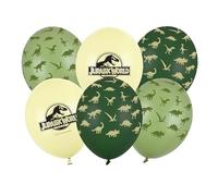 Globos Jurassic World 30 cm, juego de 6 globos para helio o aire, globos de látex, decoración para fiestas de cumpleaños infantiles, juego de globos decoración de cumpleaños, color verde y amarillo