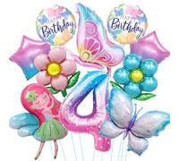 Globos Mariposa 4 Años, 10 Piezas Globos de Papel de Aluminio cumpleaños Globo de Helio, Globos Cumpleaños 4 Años Mariposas Decoracion Globos, Mariposas Globos para Niñas Cumpleaños Fiesta Decoración