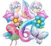 Globos Mariposa 6 Años, 10 Piezas Globos de Papel de Aluminio cumpleaños Globo de Helio, Globos Cumpleaños 6 Años Mariposas Decoracion Globos, Mariposas Globos para Niñas Cumpleaños Fiesta Decoración