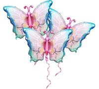 Globos Mariposa Coloridos - 3 Piezas de Aluminio para Decoración de Cumpleaños de Niña (B)