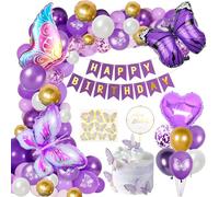 Globos Mariposa Cumpleaños Decoración, XXL Globo Mariposa Papel de Aluminio, Globos de Mariposa Fiesta, Niñas Cumpleaños Decoracion, Mariposa Estampado Globos para Infantil fiesta Cumpleaños