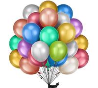 Globos Metálicos Multicolores,50 Piezas 12 Pulgadas Globos Multicolores Mate Cromado Metálicos Para Cumpleaños,Graduaciones, Fiesta,Boda Decoración