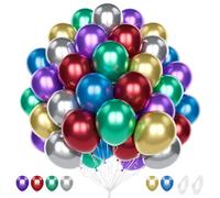 Globos Metálicos Multicolores, 60 Piezas 12 Pulgadas Cromados Coloridos Arcoíris Globos para Cumpleaños Hombres Mujeres Baby Shower Aniversario Compromiso Boda Graduación Carnaval Fiesta Decorativa