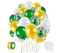 Globos Metálicos Verde,60 Blanco y Dorado Globos de Látex Decorativa Arco Para Kit Globo de Helio Confeti Verde Para Niños Cumpleaños Decoración de Fiesta de La Bosque Selva Baby Shower Bodas