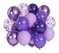 Globos morados, 60 unidades de 30 cm, color morado maca, púrpura mate, púrpura metálico, morado profundo. Juego de globos de helio para cumpleaños, bodas, baby shower, decoración de fiesta de