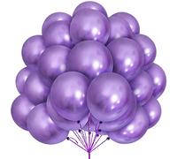 Globos Morados Metálicos, 30 Globos de Látex de 12 Pulgadas de Morados MetáLico Cromados Helio con Cinta para Hombres Mujeres Niños Fiesta de Cumpleaños Boda Decoración Baby Shower Picnic Aniversario