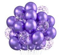Globos Morados Metalizados, 30 Piezas Confeti Violeta, Helio Globo Fiesta Lavanda 12 Pulgadas para Niñas Mujeres Cumpleaños Bodas Baby Shower Día De San Valentín Decoración De Princesa