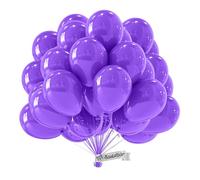 Globos Morados Orgánicos • 50 Piezas • Hecho en Europa • Ecológicos Premium • 100% Látex Natural • Biodegradable • Ø34 cm • Cumpleaños • Clima Neutro • Lila • Metalizados