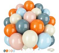 Globos naranjas y azules, 50 globos bohemios de 12 pulgadas con globos de látex retro naranja, marfil, blanco, azul pastel, para niños y niñas, cumpleaños, baby shower, boda, compromiso, fiesta