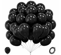 Globos Negro, 62 Piezas Globos de Cumpleaños Negros, Globo Látex Helio para Cumpleaños Bodas Bautismo Aniversario Happy Birthday Eid Mubarak Año Nuevo Halloween Casino Decoración Fiestas, 12 Pulgadas
