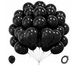 Globos Negro, 62 Piezas Globos de Cumpleaños Negros, Globo Látex Helio para Cumpleaños Bodas Bautismo Aniversario Happy Birthday Eid Mubarak Año Nuevo Halloween Casino Decoración Fiestas, 12 Pulgadas