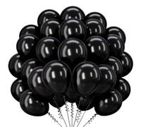 Globos Negro, Globos de Cumpleaños Negros para Halloween, 62 Piezas | Helio Globos Negro, Cumpleaños Bodas Bautismo Aniversario Happy Birthday Eid Mubarak Año Nuevo Halloween Casino, 12 Pulgadas