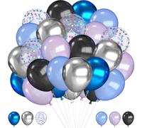 Globos Negro Morado Azules, 30pcs Metálico Confeti Globo Latex Helio, Globos Negro Morado, Globo Azules, Globoss Negros, Globoss Morados, para Decoración de Fiesta de Cumpleaños