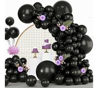 Globos Negros, 120 piezas Guirnalda Globos Cumpleaños Negros, 18 12 10 5 Pulgadas Kit Arco de Globos para Cumpleaños Fiesta Baby Shower Bodas Bautizo Decoración