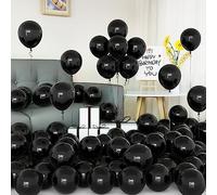 Globos Negros, 50 Globos Látex de 5 Pulgadas Globos Negro Mate Helio con Cinta para Niñas Mujeres Niño Decoración Fiesta de Cumpleaños Decoraciones de Graduación Boda Halloween Nochevieja Aniversario