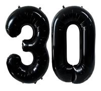 Globos negros de 40 pulgadas, 30 globos grandes negros de 30 números, globos negros de 30 cumpleaños, decoraciones de fiesta de cumpleaños, suministros de fiesta de aniversario de boda (número 30)