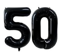 Globos negros de 40 pulgadas, 50 globos grandes negros de 50 números, globos negros de 50 cumpleaños, decoraciones de fiesta de cumpleaños, suministros de fiesta de aniversario de boda (número 50)