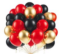 Globos negros, rojos y dorados, 100 unidades, globos negros y dorados, globos rojos para niños y niñas, cumpleaños, compromiso, fiesta, decoración, graduación, Año Nuevo