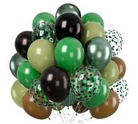 Globos negros, verdes y marrones, 60 unidades, globos de helio verde marrón, globos verdes, globos de látex, globos negros, verdes, marrones, globos de fiesta, guirnalda para cumpleaños, aniversarios