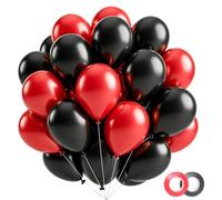 Globos negros y rojos, 30 unidades, decoraciones para fiestas de cumpleaños | Kit de globos para cumpleaños, aniversario, graduación, celebración, decoración de fiesta temática